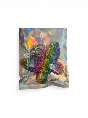 Rainbow Beaded Butterfly Keychain